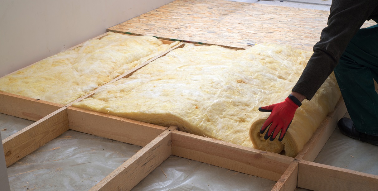 Up close image of sound proofing insulation laid out during installation.